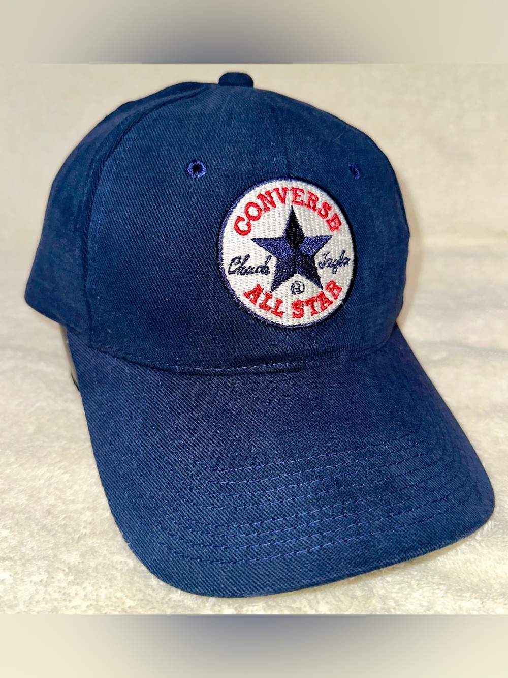Vintage 90s Converse All Star Chuck Taylor Navy Blue Strapback Hat Baseball Cap